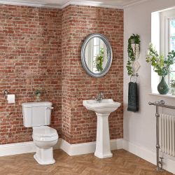 Duoblok Toilet en Wastafel 50cm met Zuil Klassiek Wit | Richmond