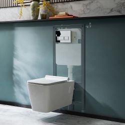 Hangend Toilet Modern Wit met Hoog Muurframe | Keuze Bedieningsplaat | Sandford