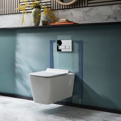Hangend Toilet Modern Wit met Kort Muurframe | Keuze Bedieningsplaat | Sandford