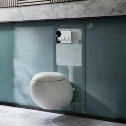 Hangend Toilet Modern Wit met Hoog Muurframe | Keuze Bedieningsplaat | Langtree