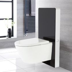 Japans Toilet | Hirayu Stortbak Ombouw Touch-free Bedieningspaneel Hangend Zwart 50cm | Saru