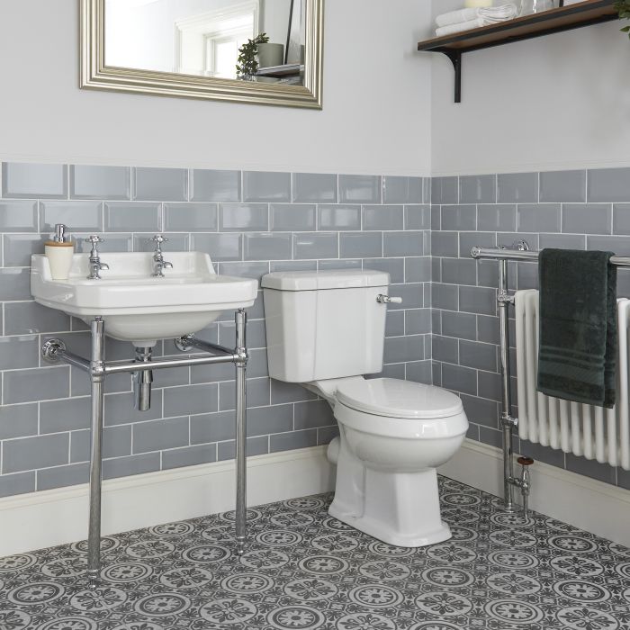 Duoblok Toilet en Wastafel 50cm met Frame Klassiek Chromen | Richmond