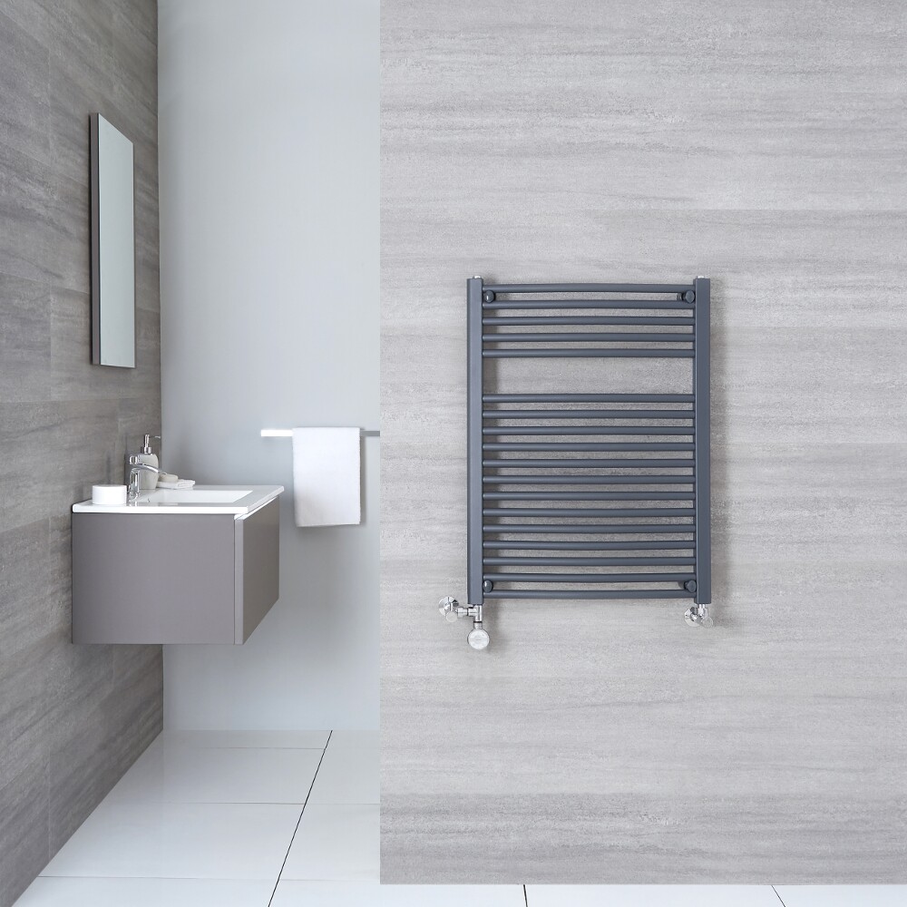 Loa Gebogen Handdoekradiator Dual Fuel Antraciet 80cm x 50cm x 4,8cm 466 Watt