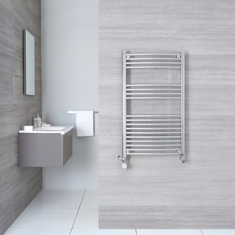 Handdoekradiator Thermostatisch Dual Fuel Gebogen Chroom 100cm x 50cm 360 Watt | Ischia