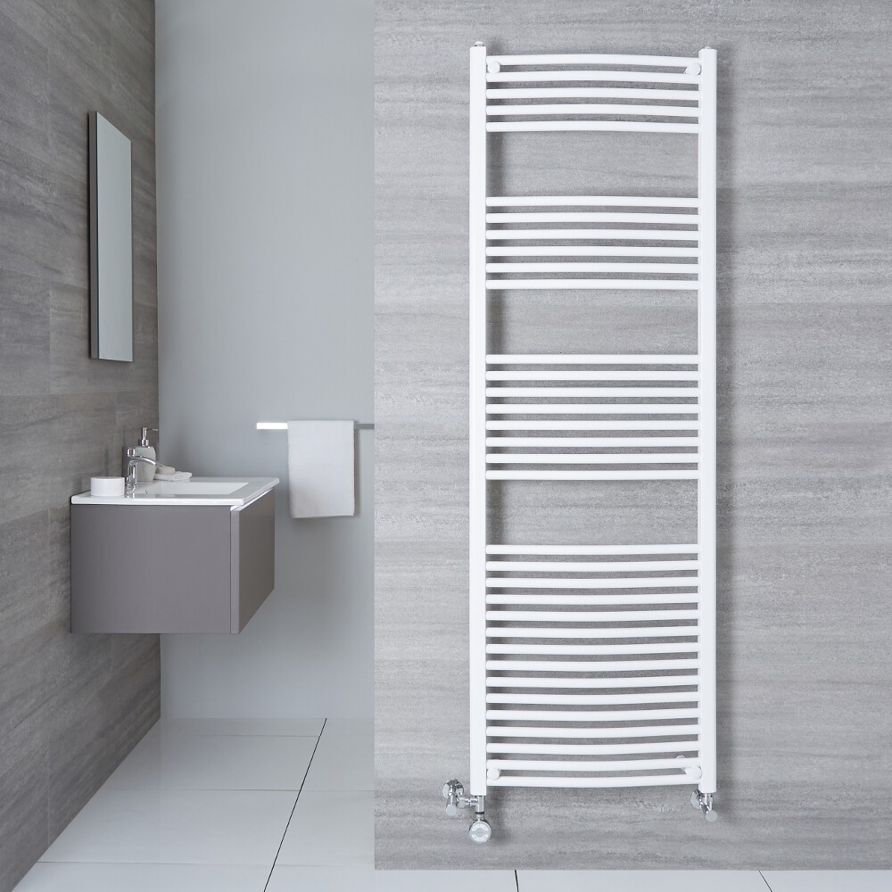 Etna Gebogen Handdoekradiator Dual Fuel Wit 180cm x 50cm x 4,5cm 1000 Watt