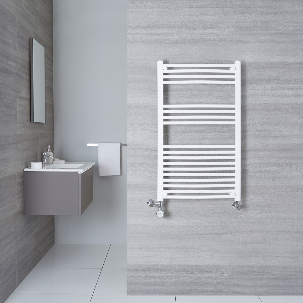 Handdoekradiator Thermostatisch Dual Fuel Gebogen Wit 100cm x 60cm 614 Watt | Etna