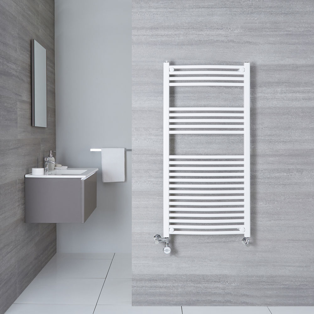 Etna Gebogen Handdoekradiator Dual Fuel Wit 120cm x 60cm x 5cm 766 Watt