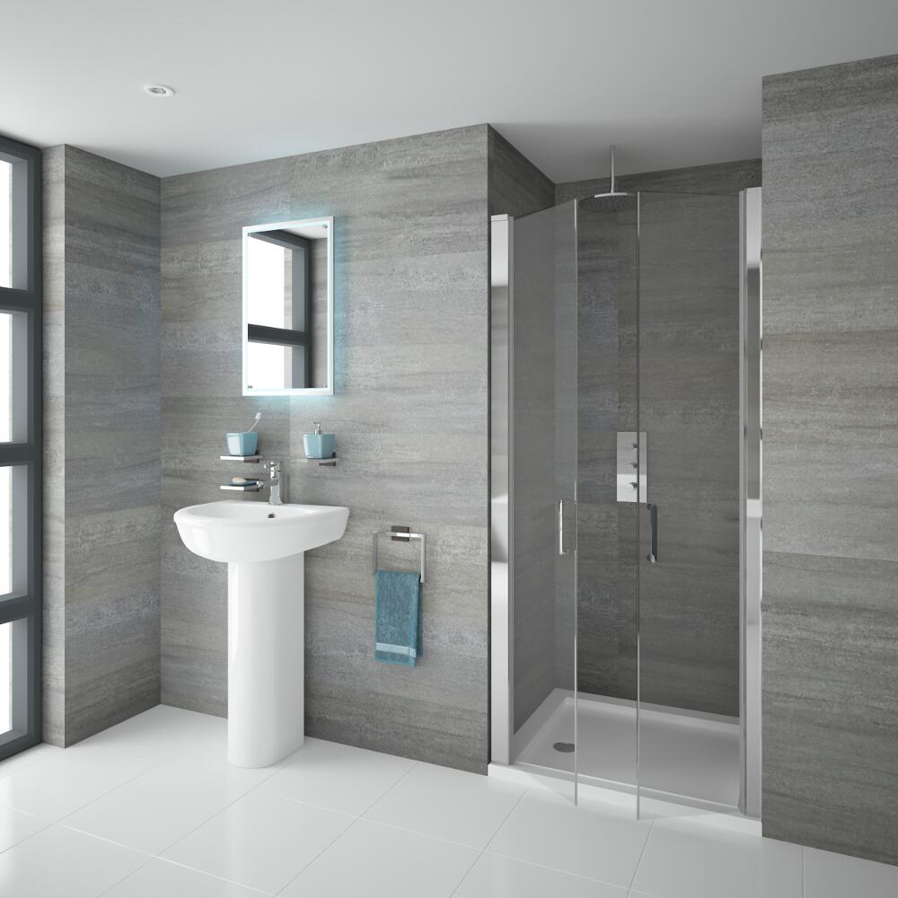 Portland Dubbele Pendeldeur Douche - 6mm dik veiligheidsglas 195cm x 80cm
