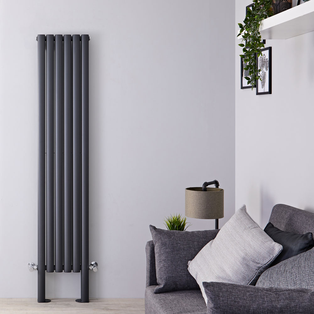 Revive Plus Designradiator Verticaal Met poten Antraciet 180cm x 35,4cm x 7,8cm 1228 Watt