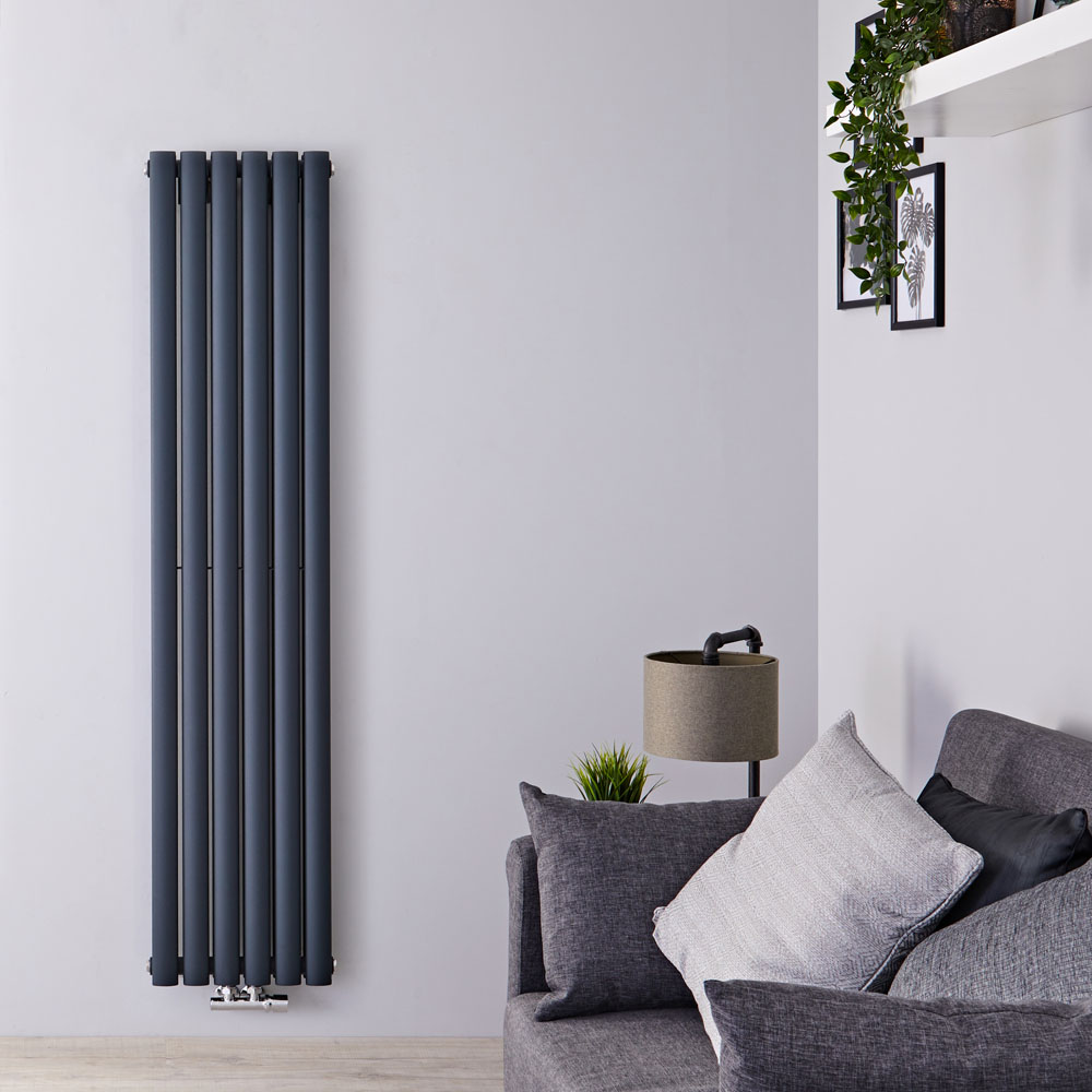 Revive Caldae Verticale Design Radiator met Middenaansluiting 160cm x 35,4cm x 7,8cm 1289Watt -Antraciet