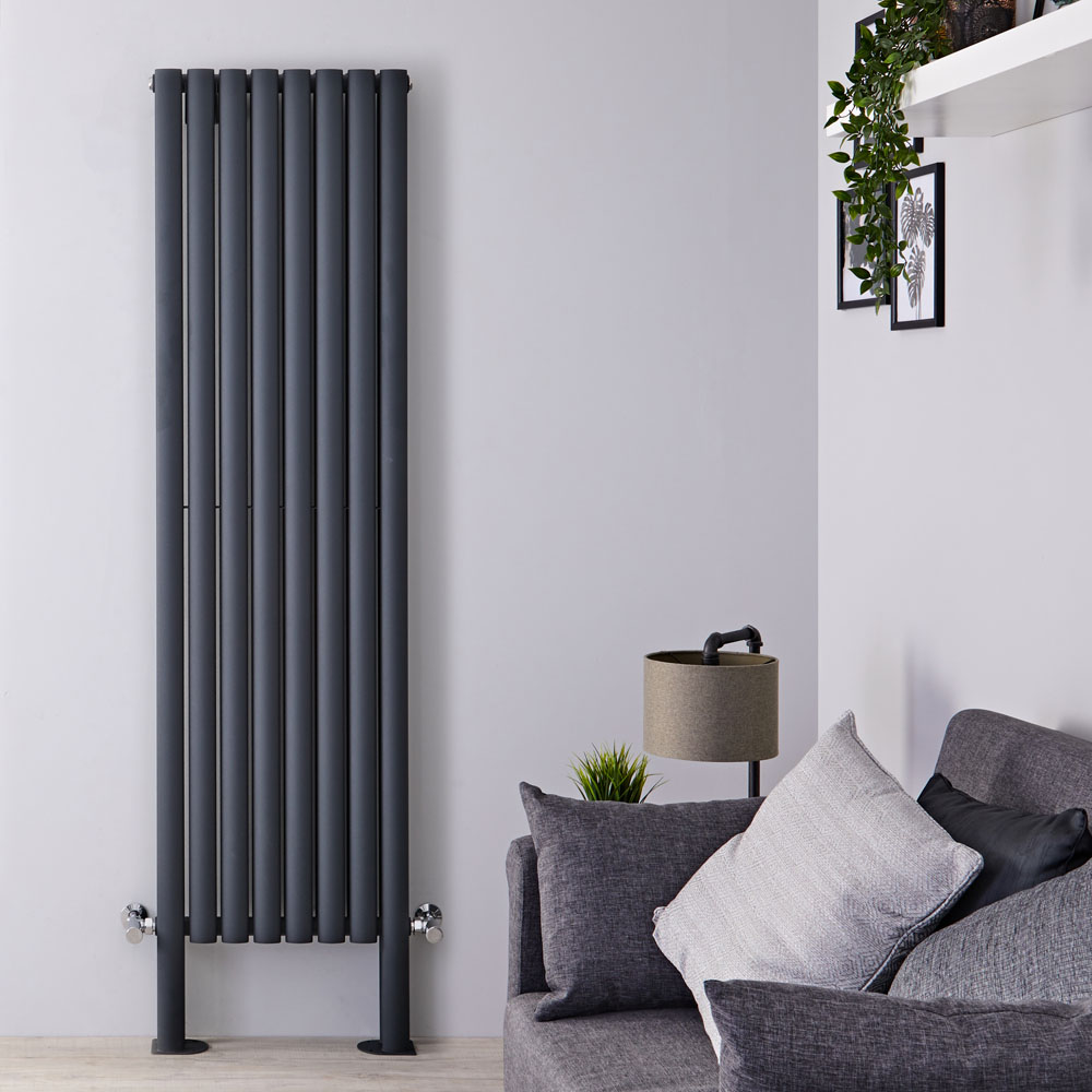 Revive Plus Designradiator Verticaal Met poten Antraciet 180cm x 47,2cm x 7,8cm 1638 Watt