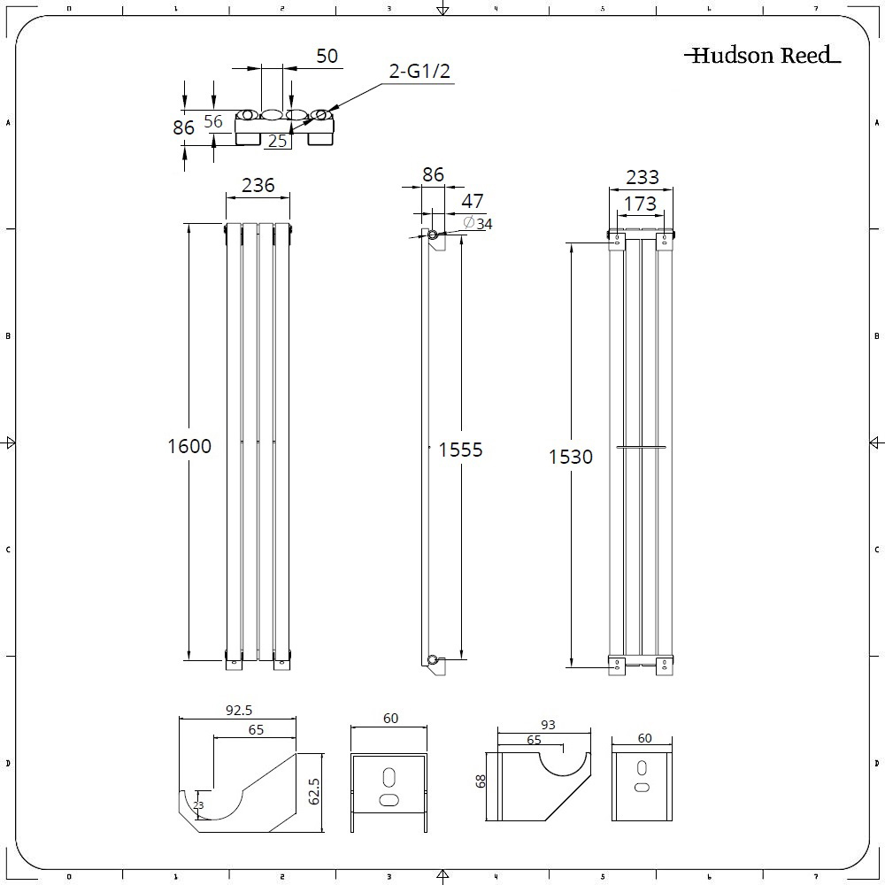 Design Radiator CV Verticaal (Enkel Paneel) Modern 160cm x 23,6cm ...