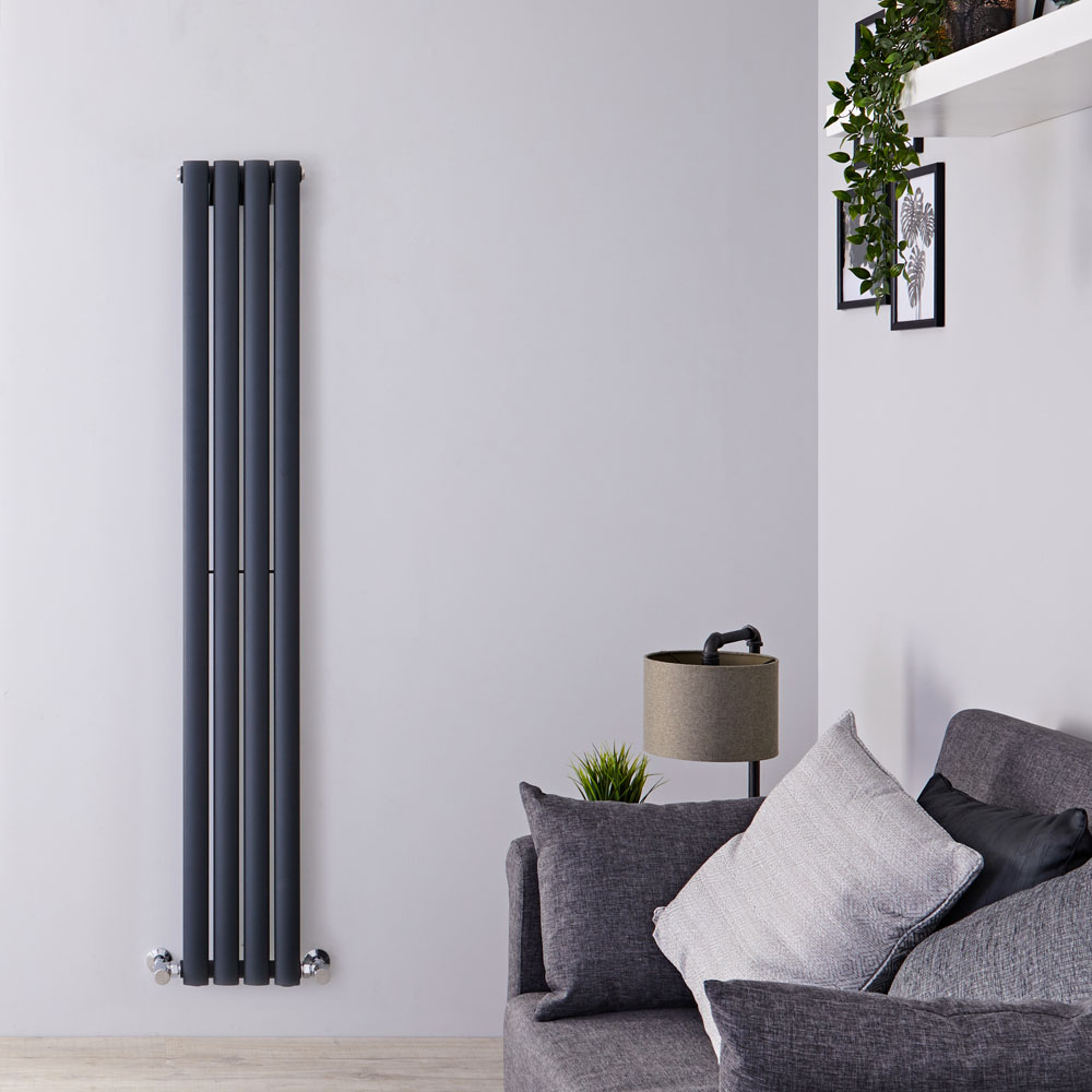 Revive Designradiator Verticaal Ruimtebesparend Antraciet 160cm x 23,6cm x 5,6cm 561 Watt