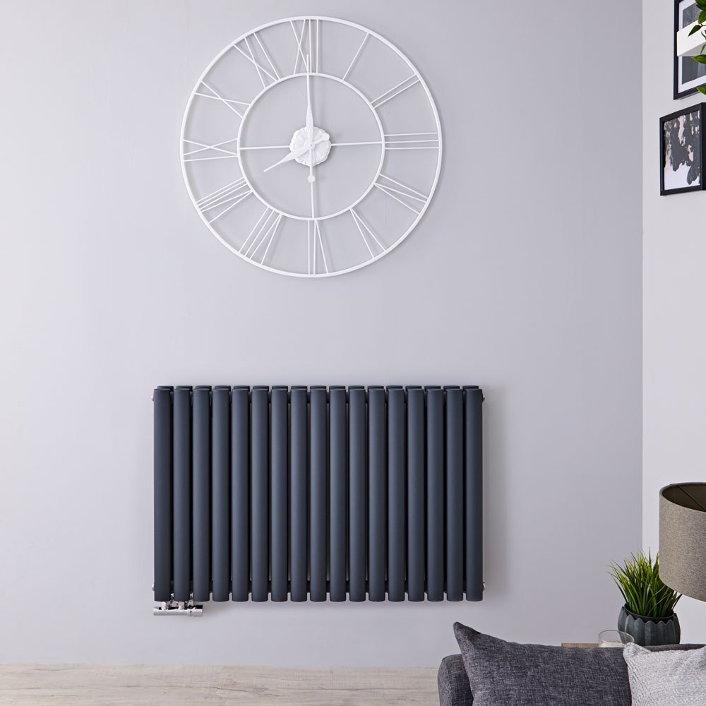 Revive Caldae Designradiator Horizontaal Onderaansluiting Antraciet 63,5cm x 100cm x 7,8cm 1773 Watt