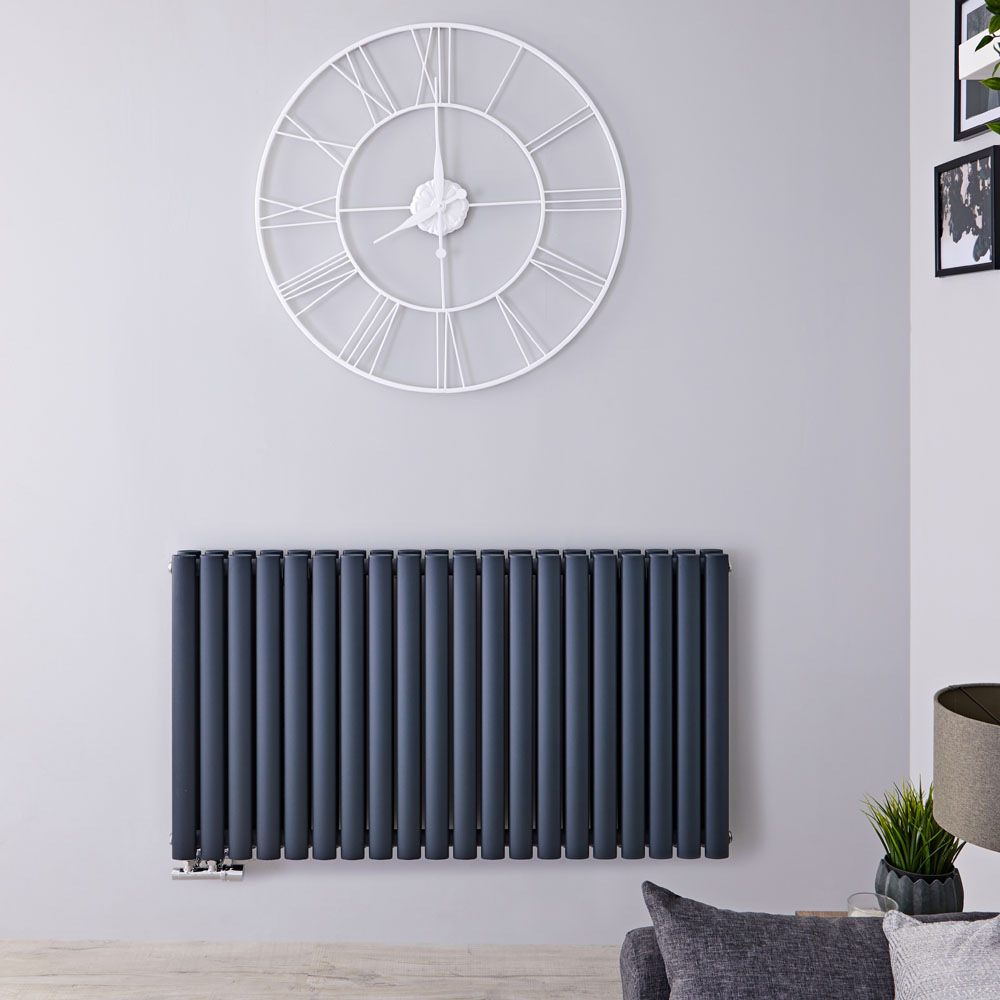 Revive Caldae Designradiator Horizontaal Onderaansluiting Antraciet 63,5cm x 118cm x 7,8cm 2086 Watt
