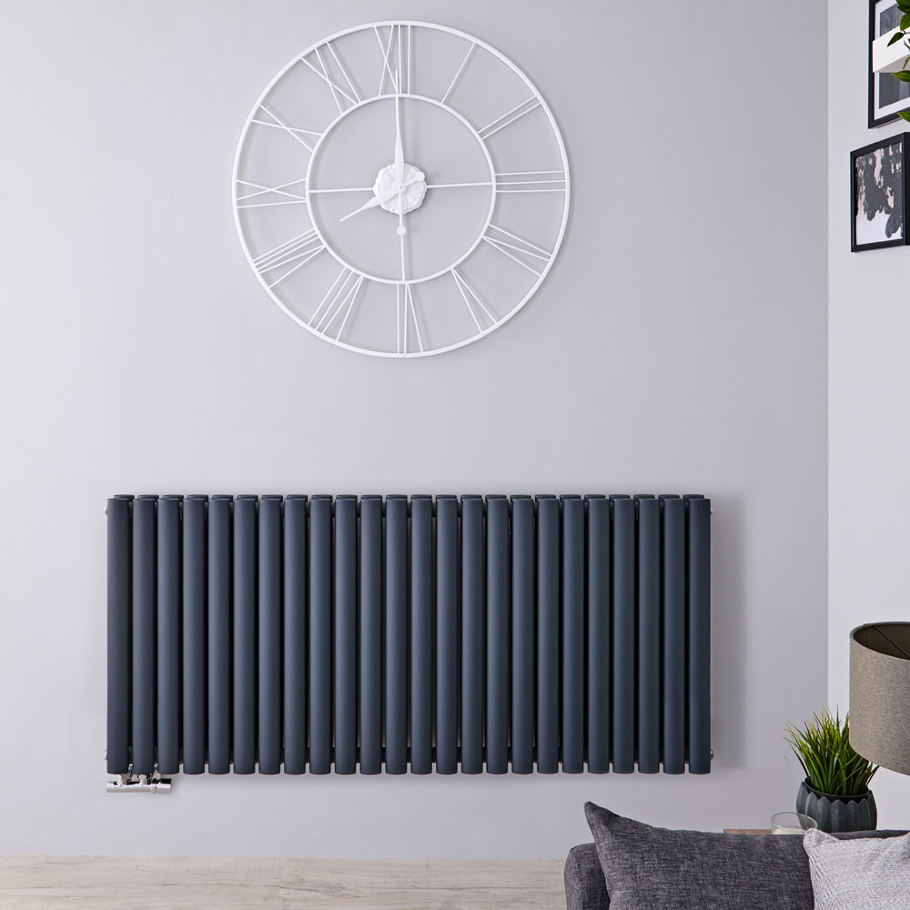 Revive Caldae Designradiator Horizontaal Onderaansluiting Antraciet 63,5cm x 141,1cm x 7,8cm 2503 Watt