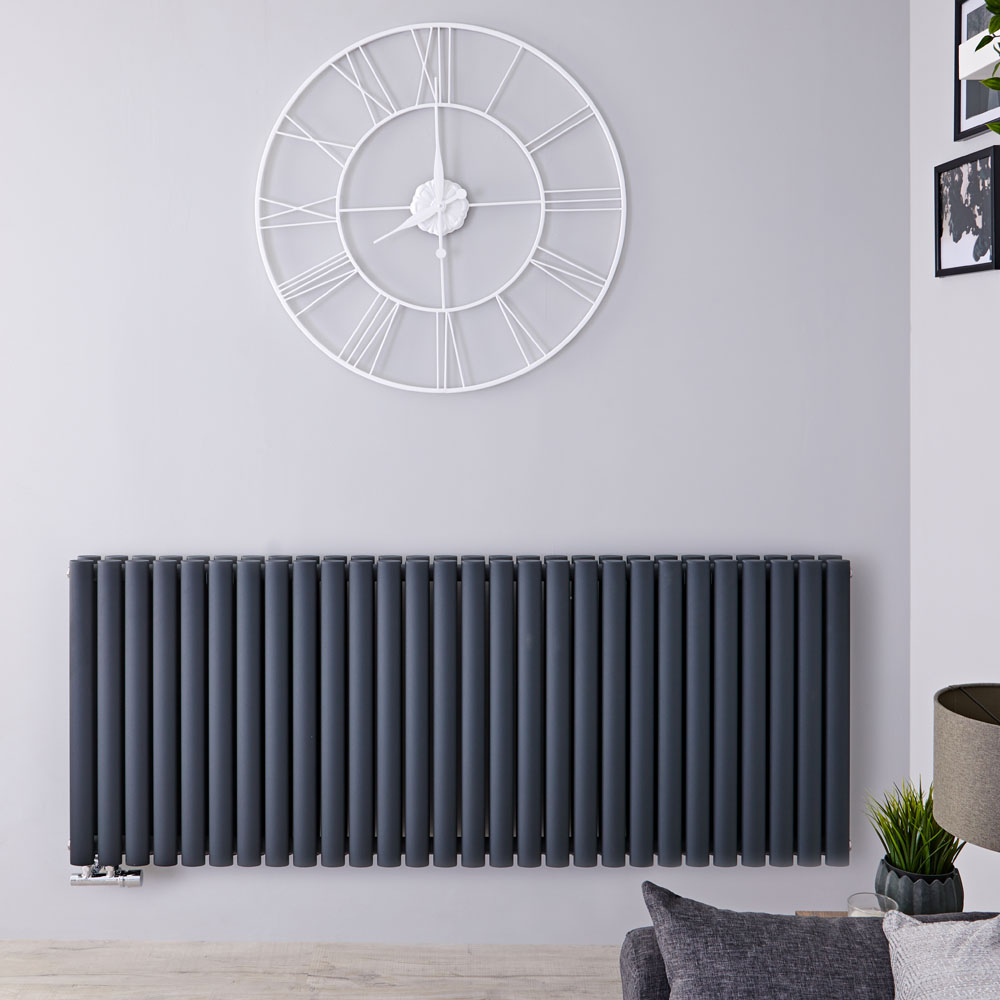 Revive Caldae Designradiator Horizontaal Onderaansluiting Antraciet 63,5cm x 164,7cm x 7,8cm 2920 Watt