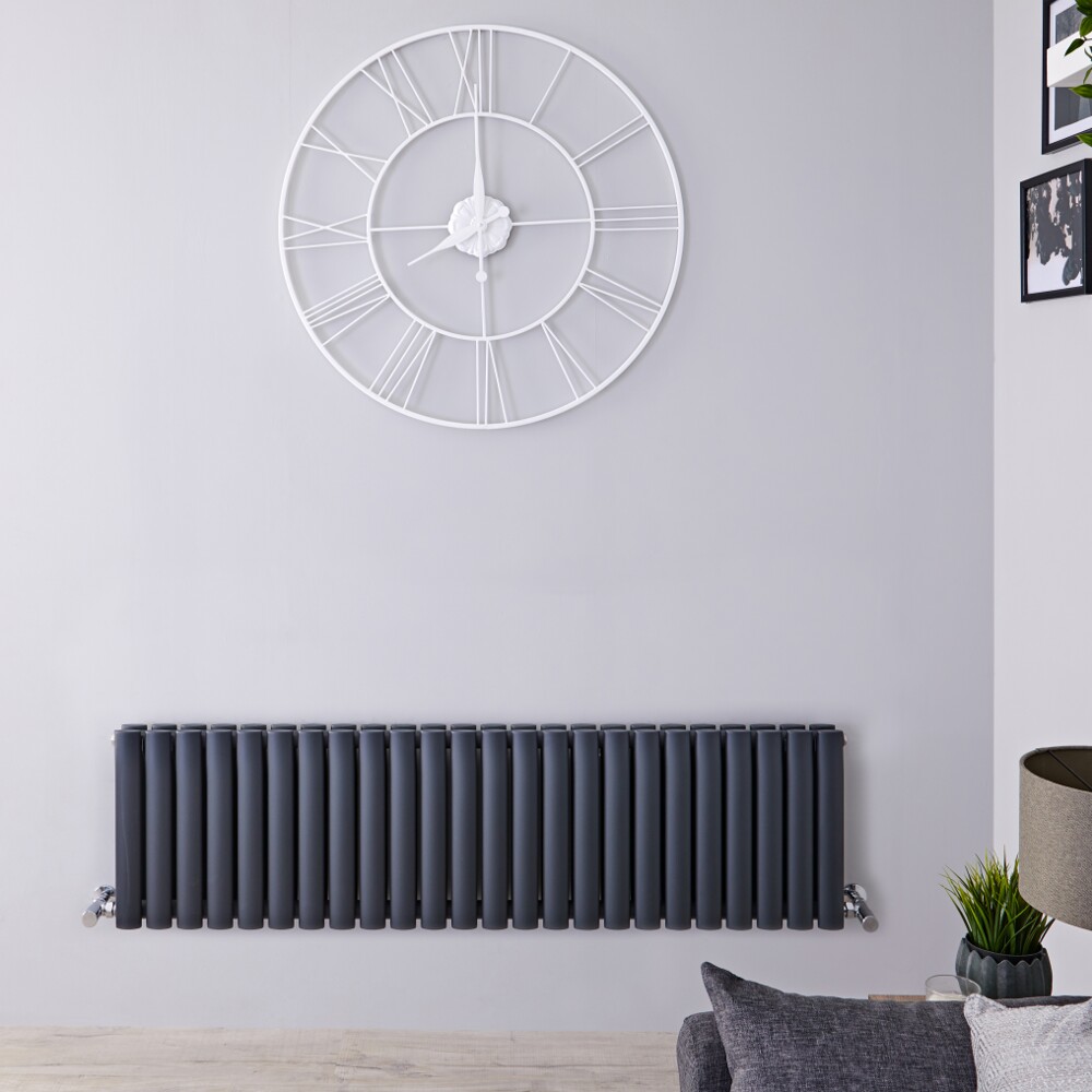 Revive Horizontale Dubbelpaneel Design Radiator Antraciet 40cm x 141,1cm x 7,8cm 1485Watt