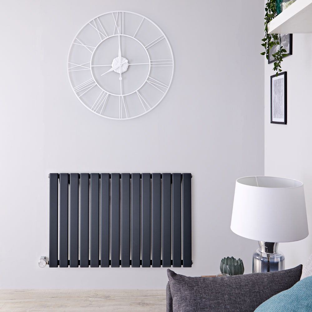 Designradiator Elektrisch Thermostatisch Horizontaal Antraciet 63,5cm x 98cm | Delta