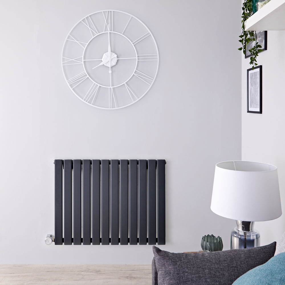 Designradiator Elektrisch Thermostatisch Horizontaal Antraciet 63,5cm x 84cm | Delta