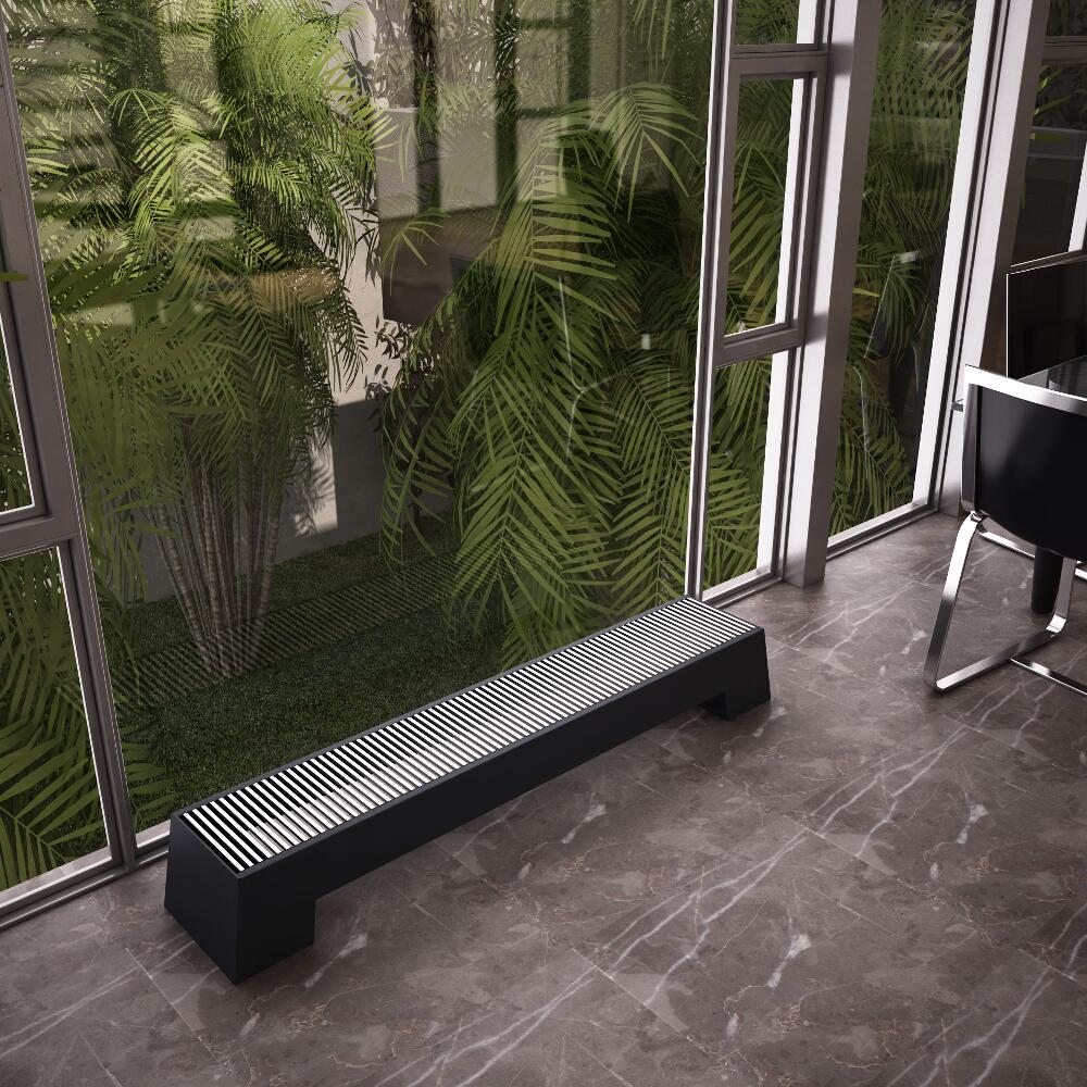 Adva Vrijstaande Plintradiator Horizontaal Antraciet 20cm x 140cm x 29,6 cm 1146 Watt