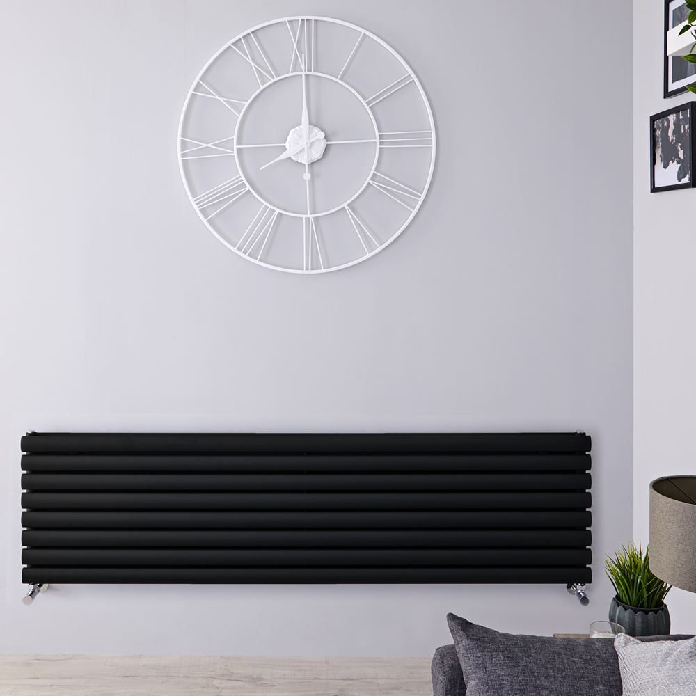 Designradiator Horizontaal Mat Zwart 160cm x 47,2cm 1611 Watt | Revive