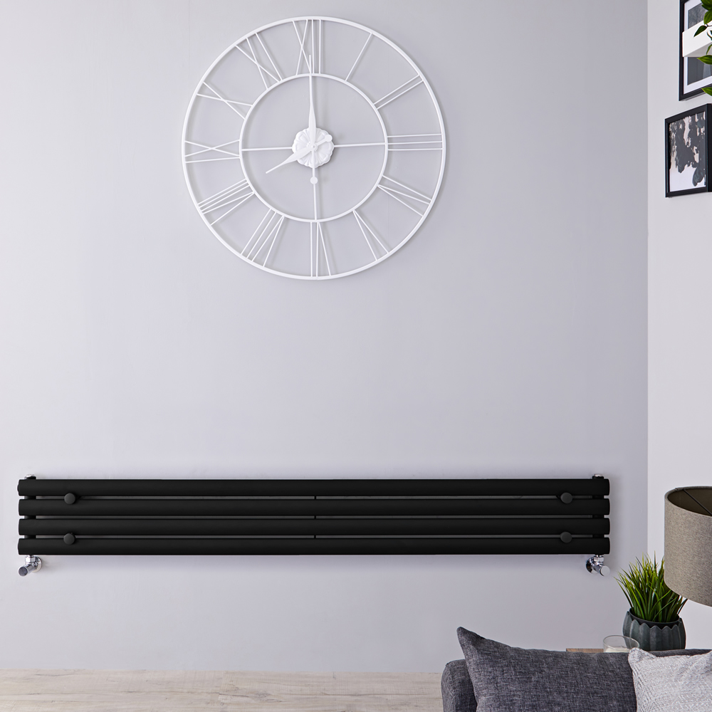 Revive Designradiator Horizontaal Zwart 23,6cm x 160cm x 5,6cm 518 Watt