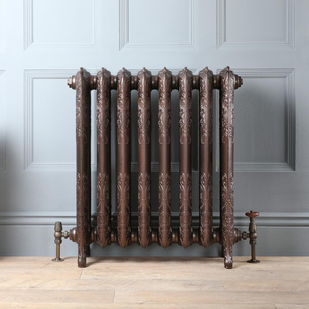 Gietijzeren Radiator Antiek Koper Bloemenmotief 77cm Hoog | Kies de Breedte | Charlotte