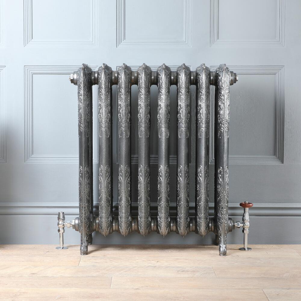 Gietijzeren Radiator Tin Kleur Bloemenmotief 77cm Hoog | Kies de Breedte | Charlotte