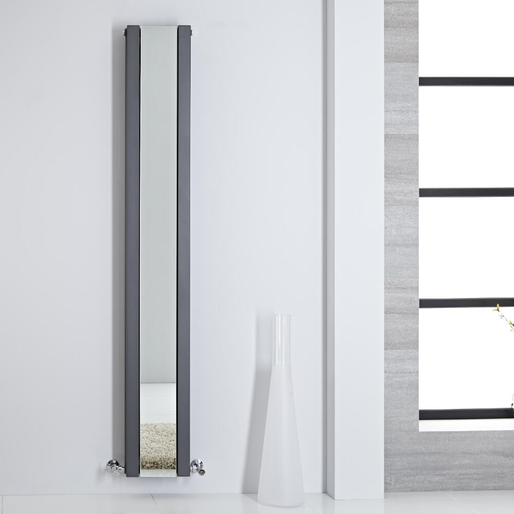Sloane Spiegelradiator Verticaal Dubbelpaneel 180cm x 26,5cm x 7,2cm Antraciet 901Watt