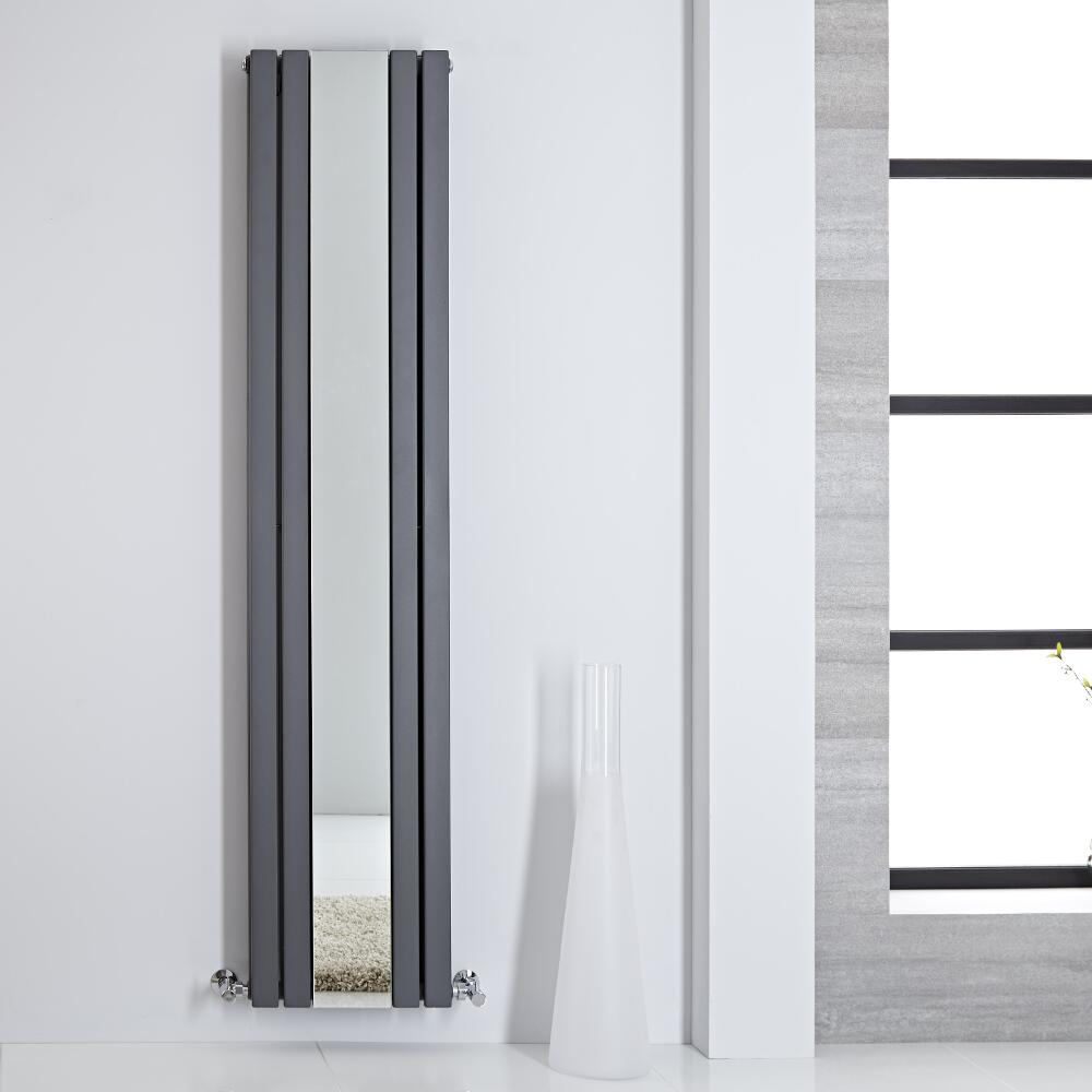 Sloane Spiegelradiator Verticaal Dubbelpaneel Antraciet 180cm x 38,5cm x 7,2cm 1344 Watt