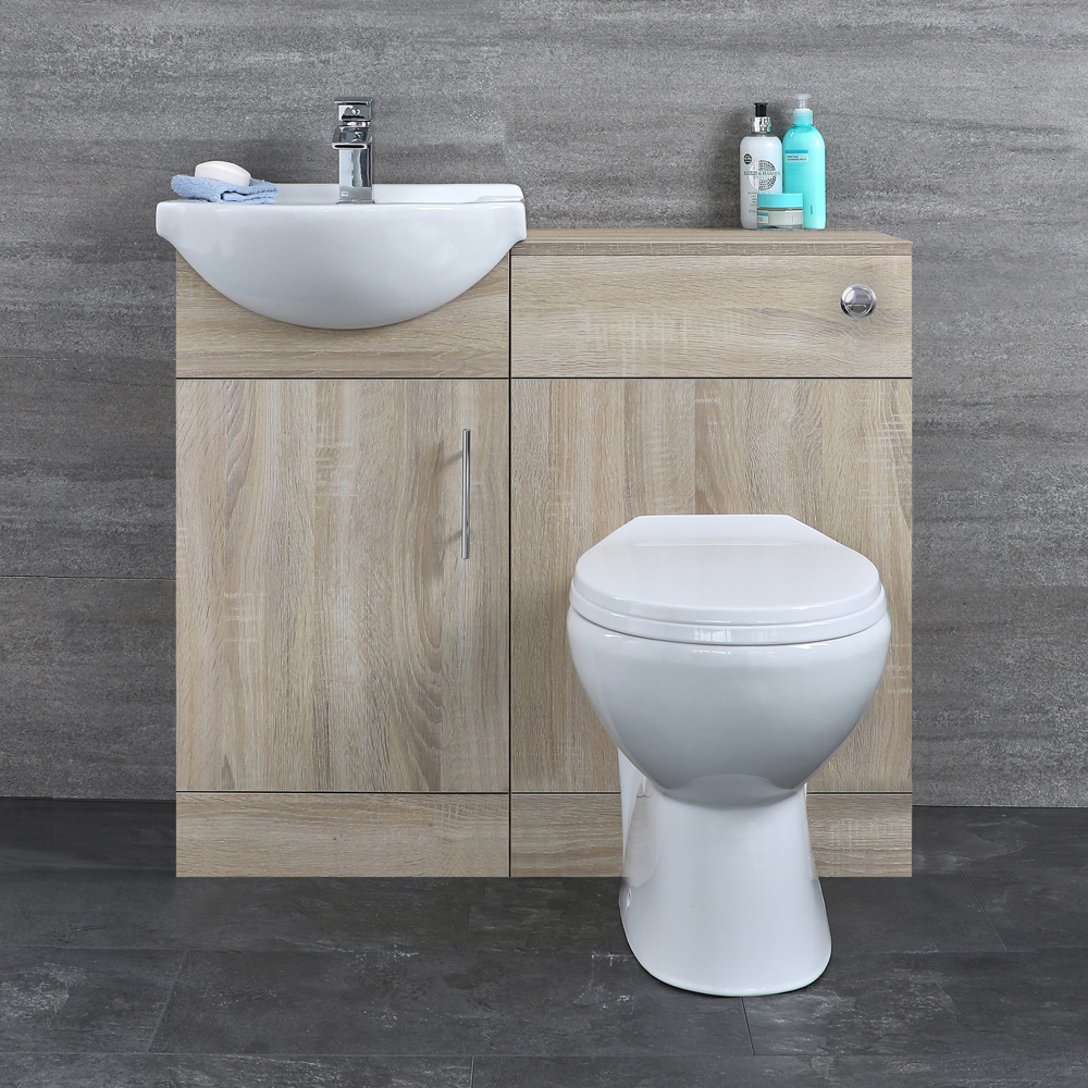 Badkamermeubelset Inclusief KeramischToilet Staand Eiken 94cm | Classic Oak