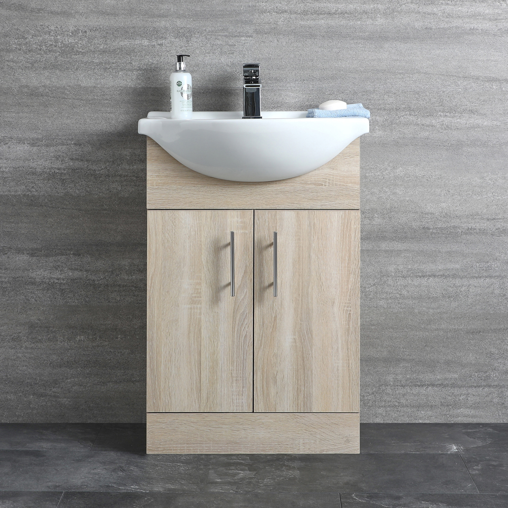 Wastafelmeubel met Enkele Wastafel Keramisch Eikenhout Effect 55cm | Classic Oak