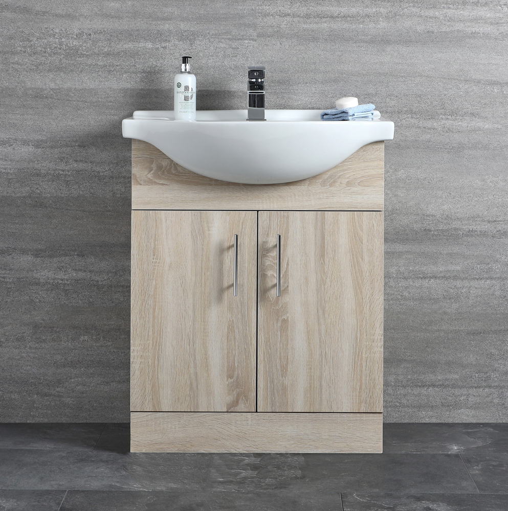 Wastafelmeubel met Enkele Wastafel Keramisch Eikenhout Effect 65cm | Classic Oak