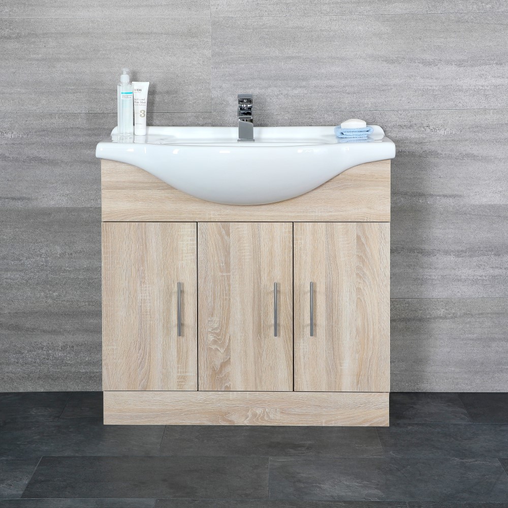 Wastafelmeubel met Enkele Wastafel Keramisch Eikenhout Effect 85,5cm | Classic Oak