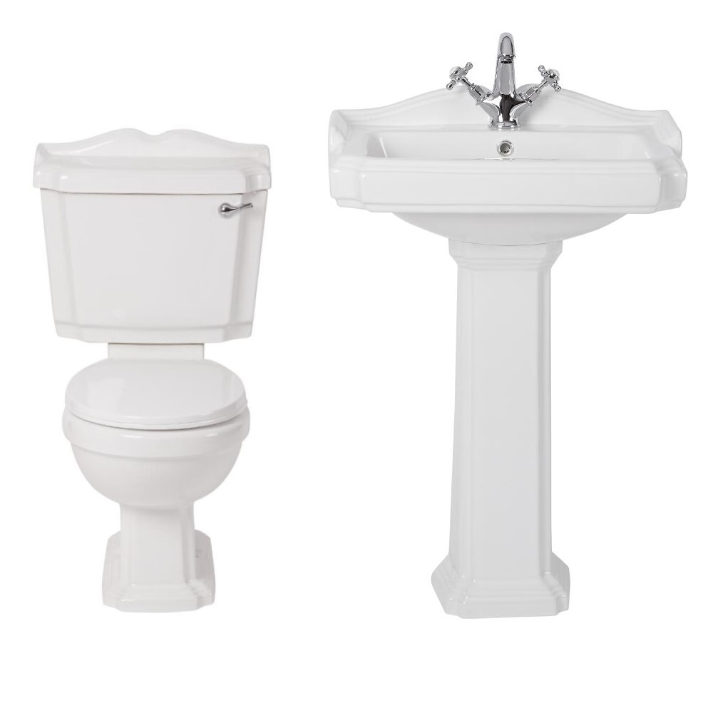 Oxford Klassiek Toilet en Wastafel 1 Kraangat Wit