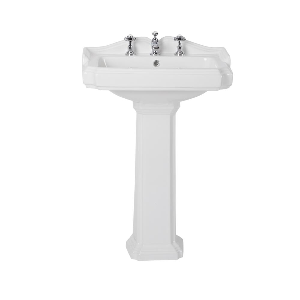 Oxford Wastafel 3 Kraangaten Wit - 60cm
