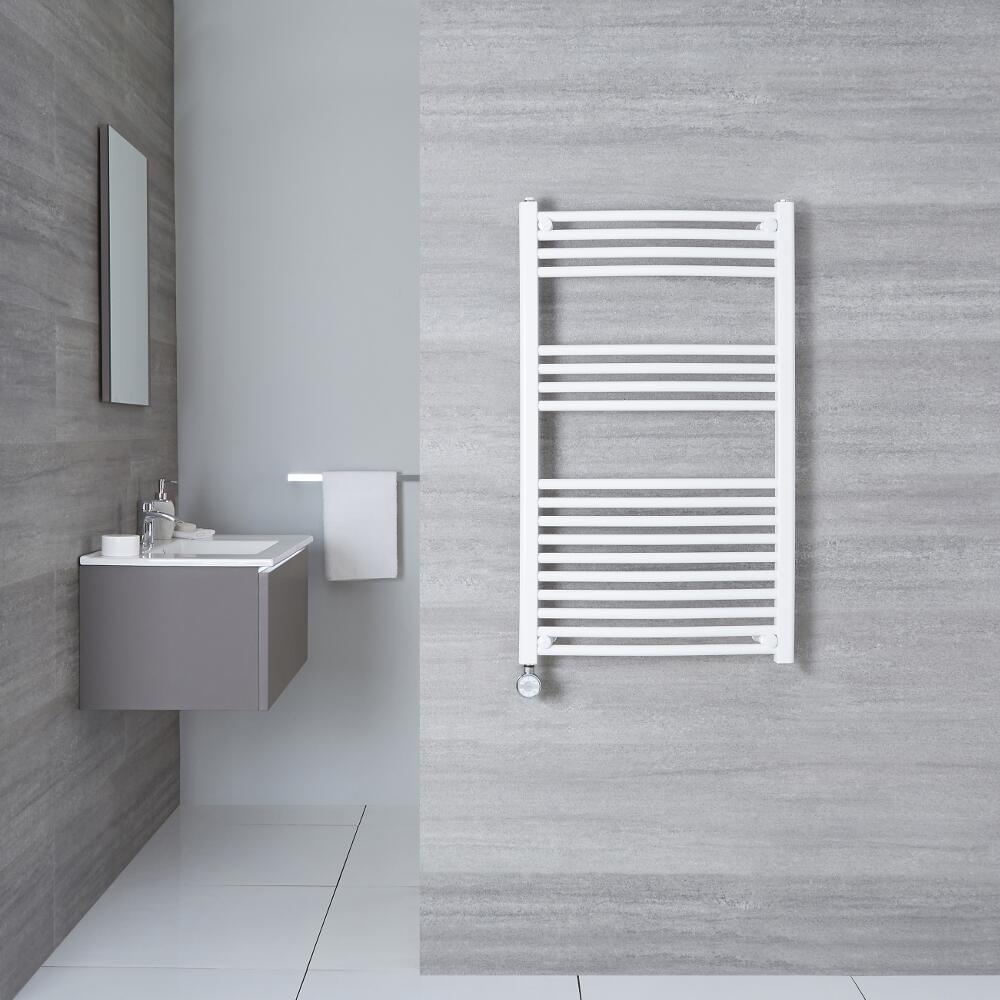 Handdoekradiator Elektrisch Thermostatisch Gebogen Wit 100cm x 50cm | Etna
