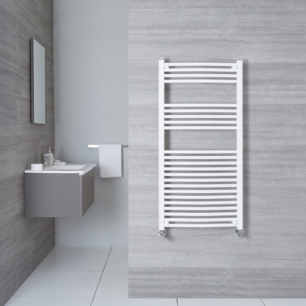 Etna Gebogen Handdoekradiator Wit 120cm x 50cm x 4,5cm 663 Watt