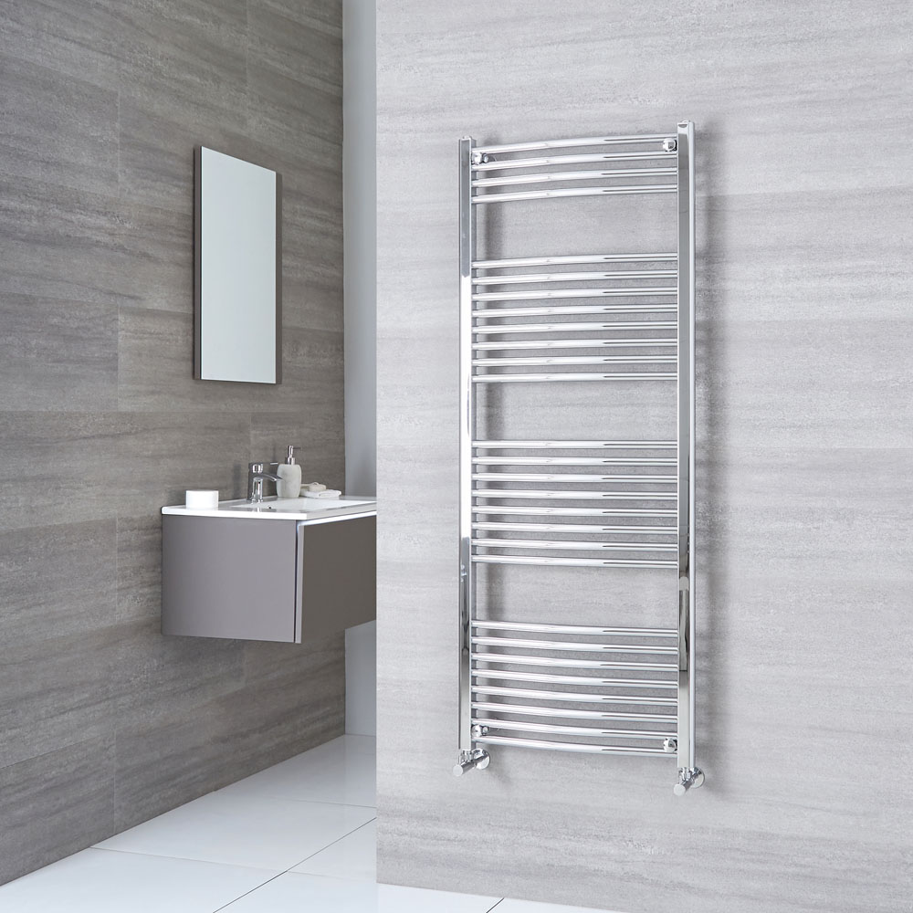 Ischia Gebogen Handdoekradiator Chroom 150cm x 60cm x 5cm 649 Watt