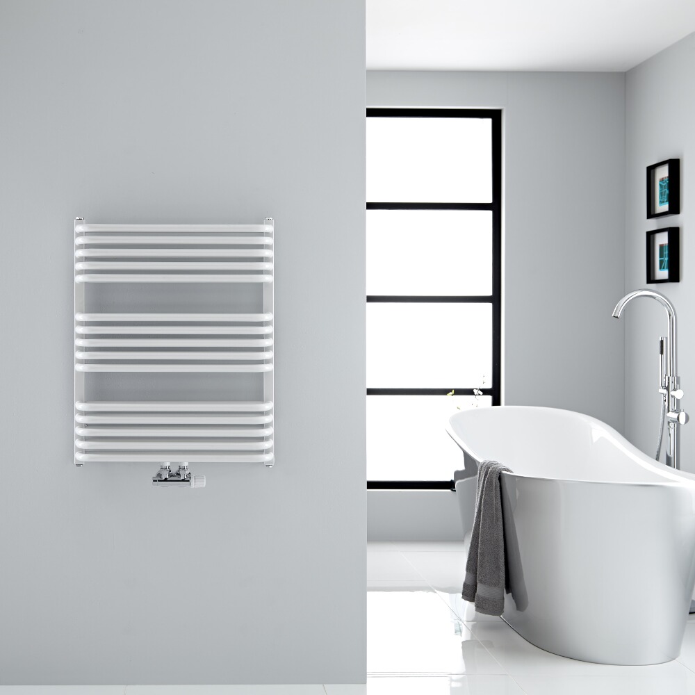 Arch Gebogen Handdoekradiator met Middenaansluiting Wit 73,6cm x 60cm 896 Watt