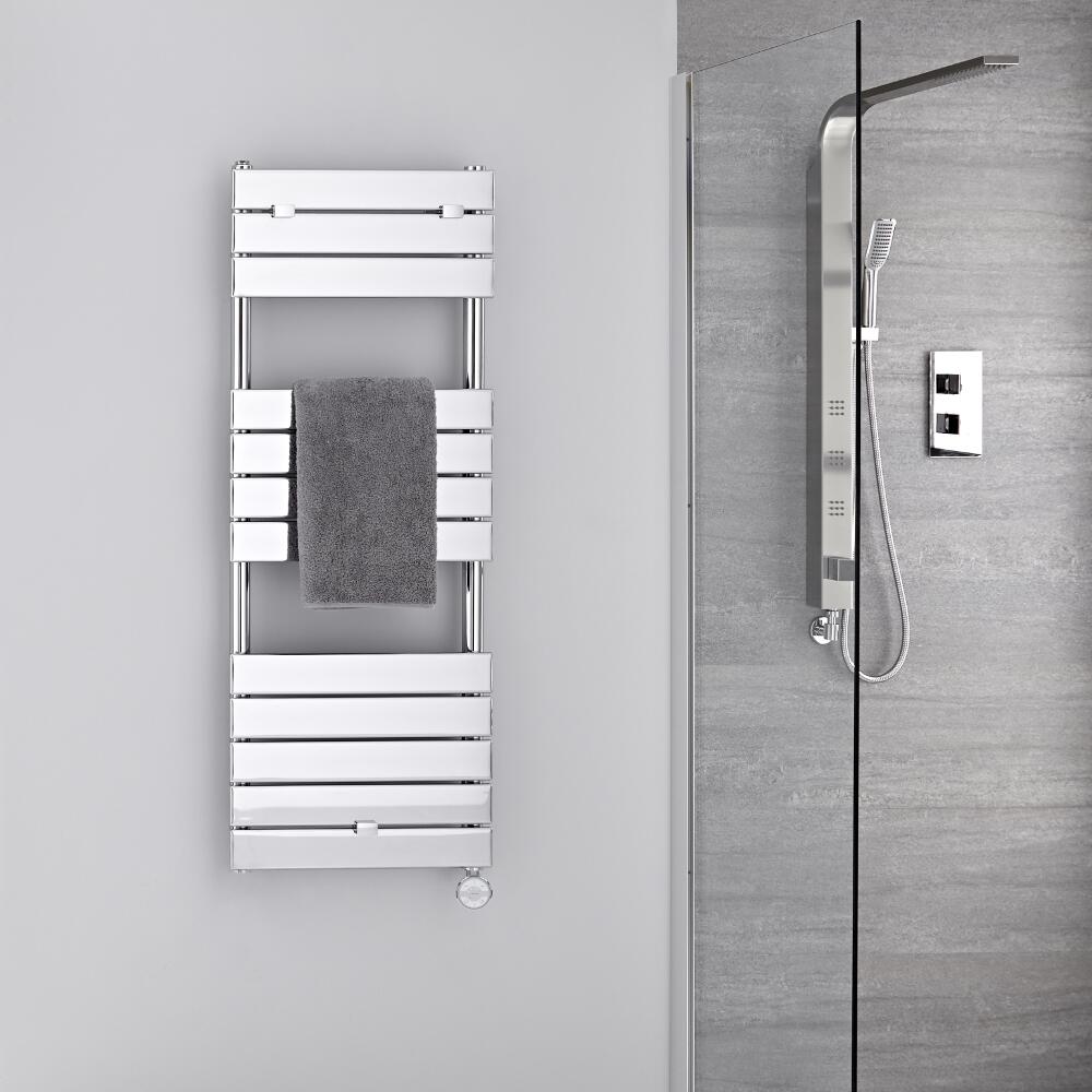 Handdoekradiator Elektrisch Thermostatisch Chroom 121cm x 45cm | Lustro