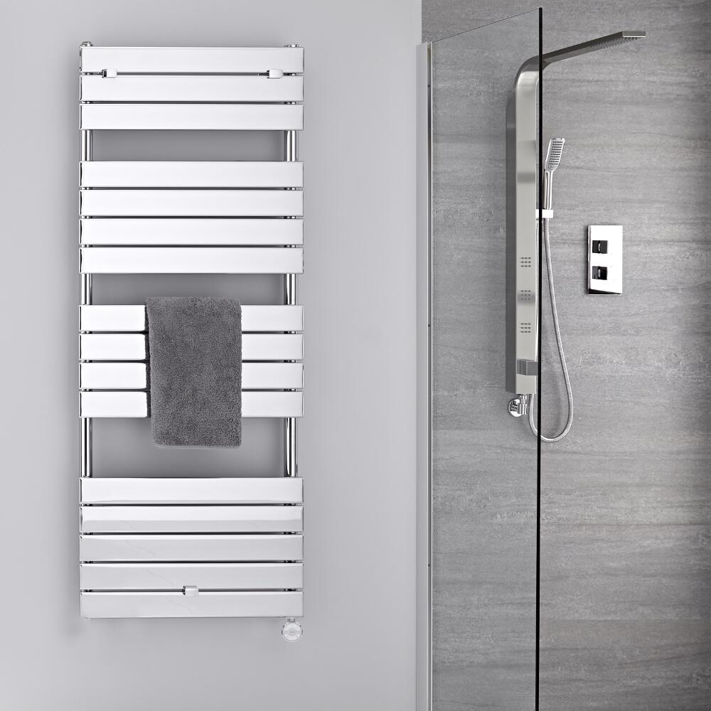 Verchroomd Stalen Elektrische Handdoekradiator incl 600 W Verwarmingselement - 151,2cm x 60cm