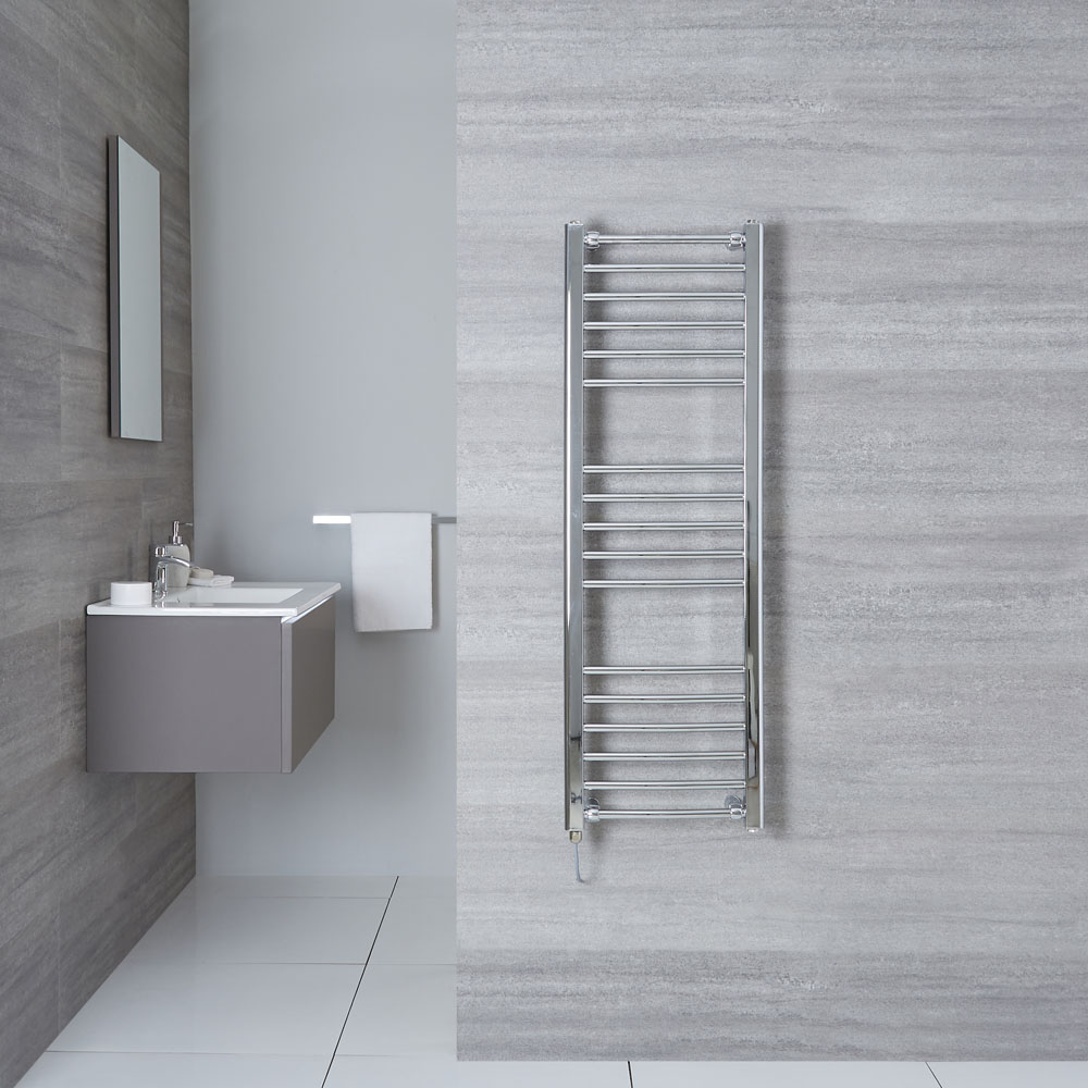 Handdoekradiator Elektrisch Gebogen Chroom 120 x 40cm | Eco