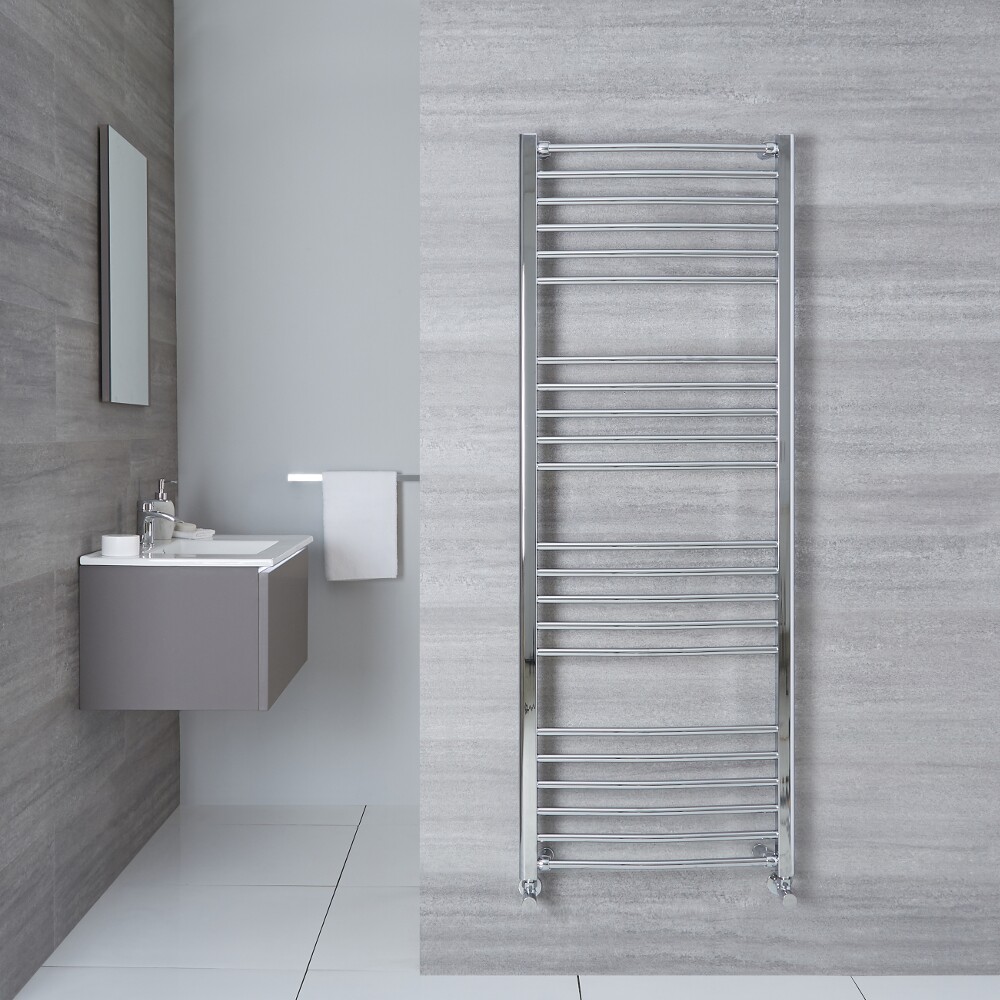 Eco Gebogen Handdoekradiator Chroom 160cm x 50cm x 3cm 500 Watt
