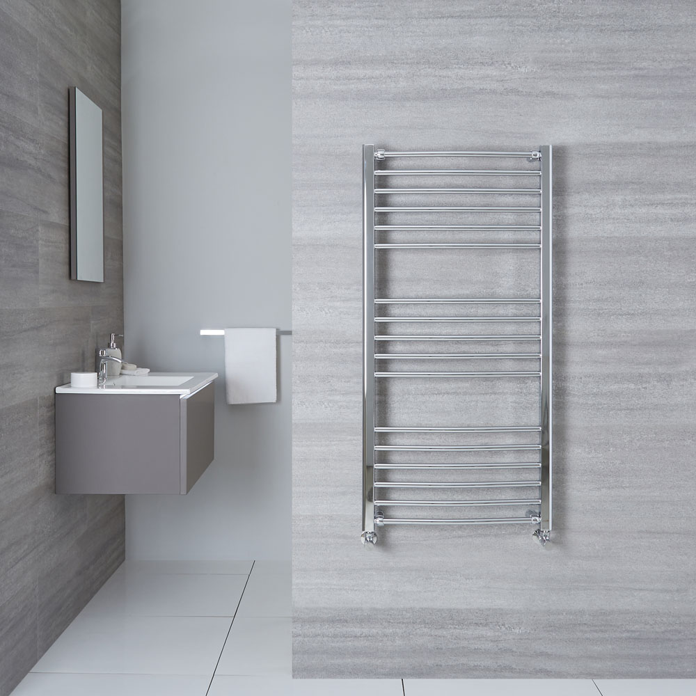 Eco Gebogen Handdoekradiator Chroom 120cm x 60cm x 3cm 430 Watt