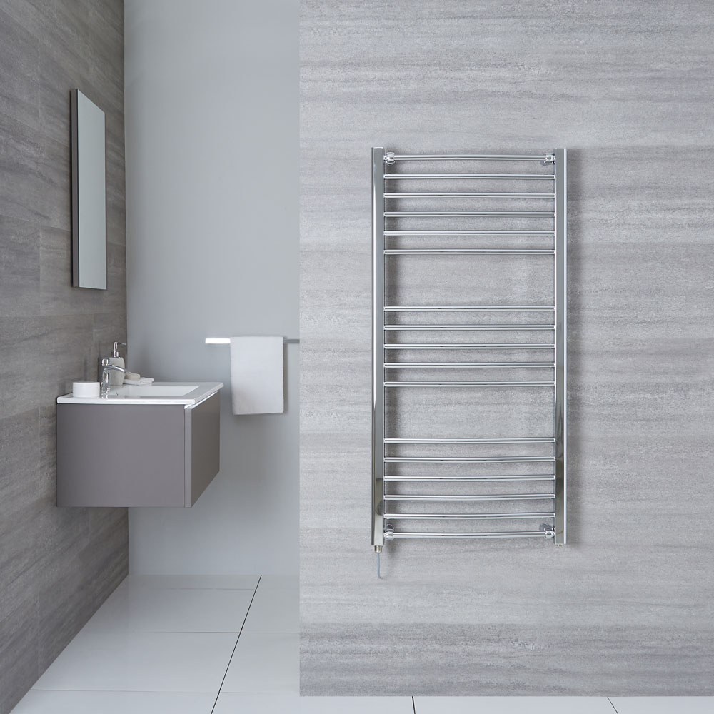 Handdoekradiator Elektrisch Gebogen Chroom 120 x 60cm | Eco