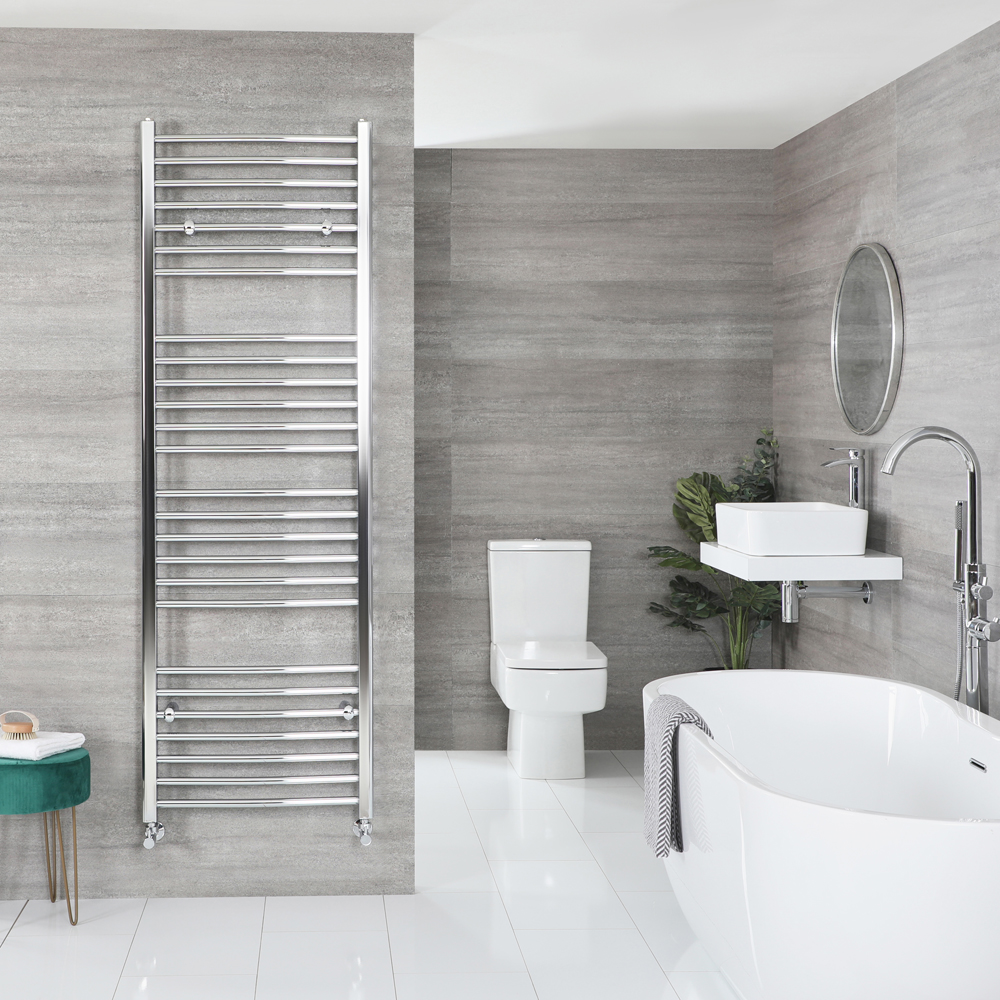Handdoekradiator Gebogen Chroom 180x60cm 709 Watt | Kent