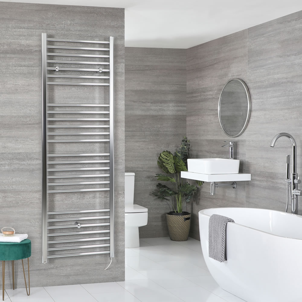 Handdoekradiator Elektrisch Vlak Chroom 180x60cm | Kent