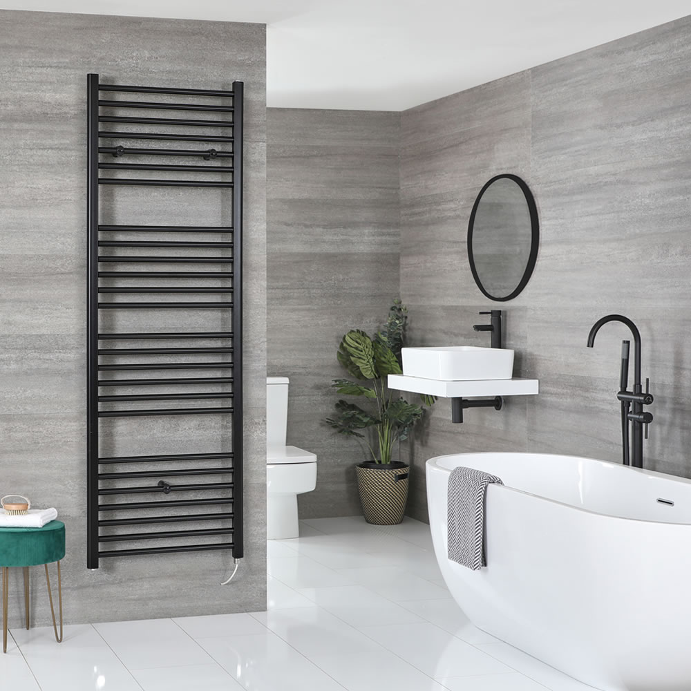 Handdoekradiator Elektrisch Vlak Zwart 180x60cm | Nox